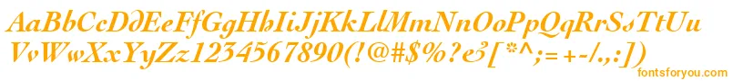 ThesisSsiBoldItalic-fontti – oranssit fontit valkoisella taustalla