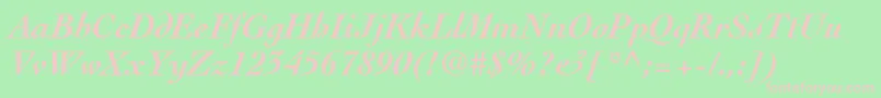 ThesisSsiBoldItalic-fontti – vaaleanpunaiset fontit vihreällä taustalla