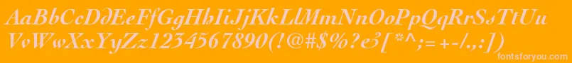 Шрифт ThesisSsiBoldItalic – розовые шрифты на оранжевом фоне