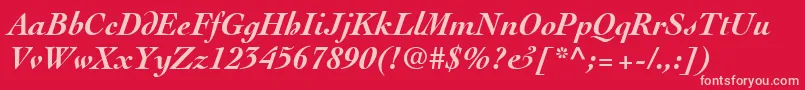 ThesisSsiBoldItalic-Schriftart – Rosa Schriften auf rotem Hintergrund