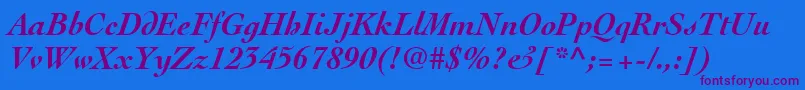 ThesisSsiBoldItalic-Schriftart – Violette Schriften auf blauem Hintergrund