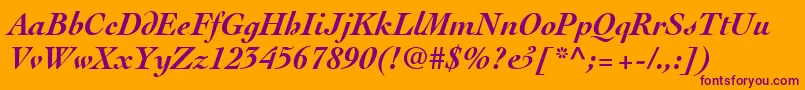 Шрифт ThesisSsiBoldItalic – фиолетовые шрифты на оранжевом фоне