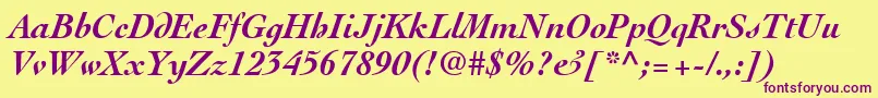 ThesisSsiBoldItalic-fontti – violetit fontit keltaisella taustalla