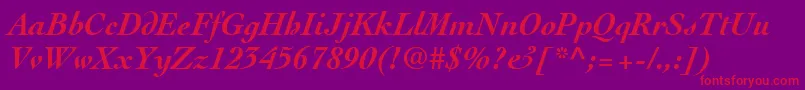 ThesisSsiBoldItalic-fontti – punaiset fontit violetilla taustalla