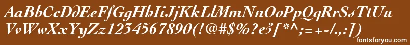 ThesisSsiBoldItalic-fontti – valkoiset fontit ruskealla taustalla