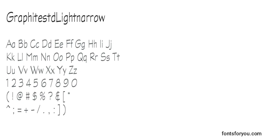 Шрифт GraphitestdLightnarrow – алфавит, цифры, специальные символы