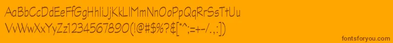 GraphitestdLightnarrow-Schriftart – Braune Schriften auf orangefarbenem Hintergrund