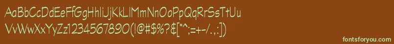 GraphitestdLightnarrow-Schriftart – Grüne Schriften auf braunem Hintergrund