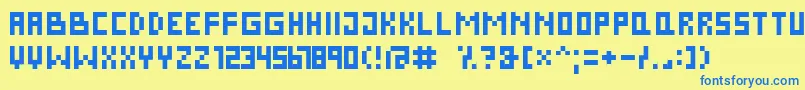 PixelCyrNormal-fontti – siniset fontit keltaisella taustalla