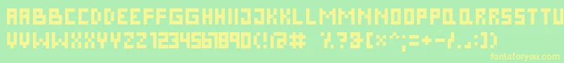 PixelCyrNormal-fontti – keltaiset fontit vihreällä taustalla