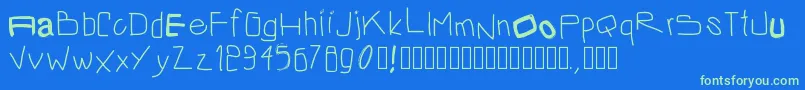 Czcionka Pwirregular2 – zielone czcionki na niebieskim tle