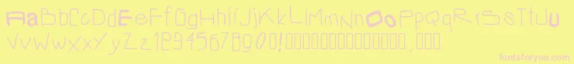 Pwirregular2-Schriftart – Rosa Schriften auf gelbem Hintergrund
