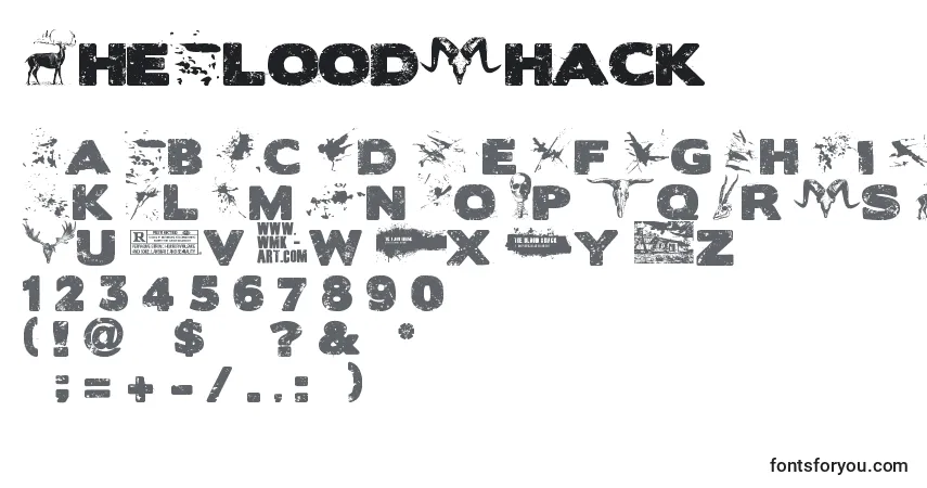 Schriftart TheBloodShack – Alphabet, Zahlen, spezielle Symbole