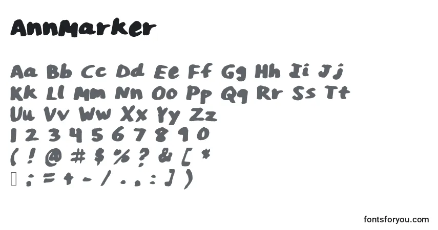 Czcionka AnnMarker – alfabet, cyfry, specjalne znaki