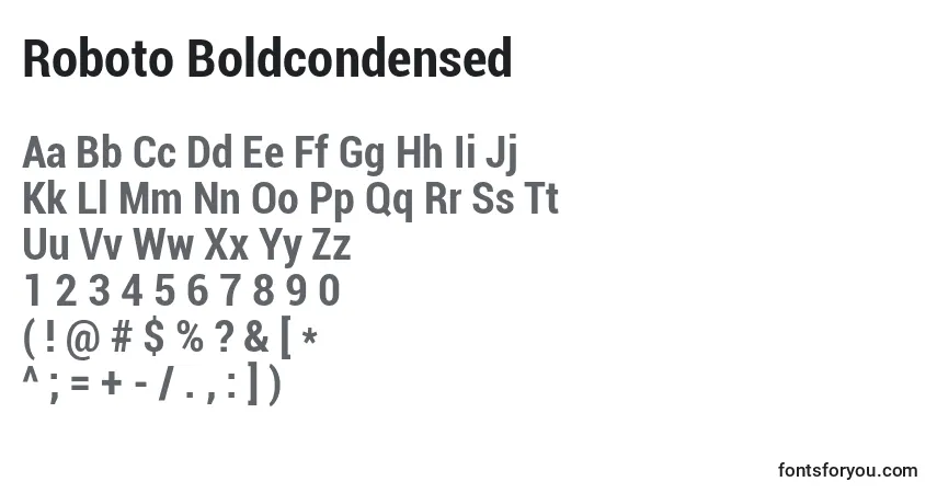 Fuente Roboto Boldcondensed - alfabeto, números, caracteres especiales