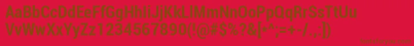 Roboto Boldcondensed-Schriftart – Braune Schriften auf rotem Hintergrund