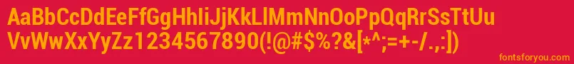 Fonte Roboto Boldcondensed – fontes laranjas em um fundo vermelho