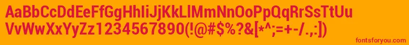 Roboto Boldcondensed-Schriftart – Rote Schriften auf orangefarbenem Hintergrund