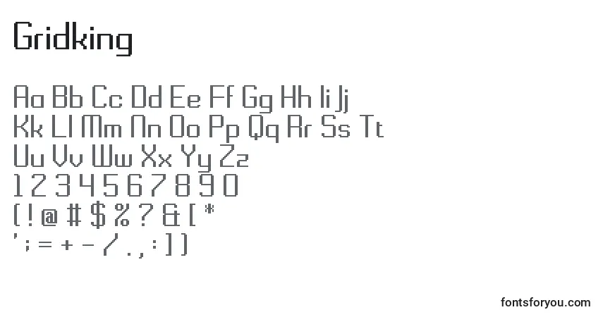 Gridking-fontti – aakkoset, numerot, erikoismerkit
