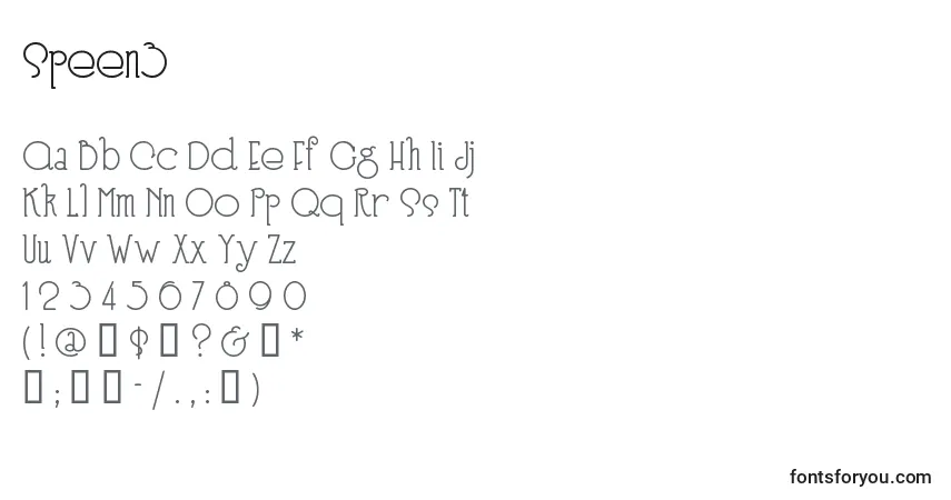 A fonte Speen3 – alfabeto, números, caracteres especiais