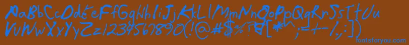 Crappydanフォントについての詳細 フォントCrappydan – 茶色の背景に青い文字