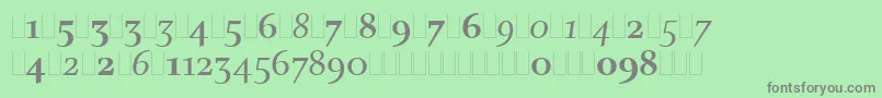 CharlotteOsFiguresLet-fontti – harmaat kirjasimet vihreällä taustalla