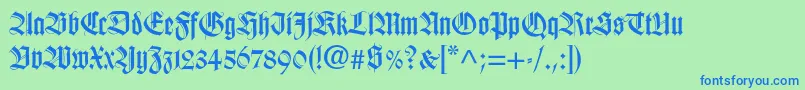 Hapsburg Font – Blue Fonts on Green Background
