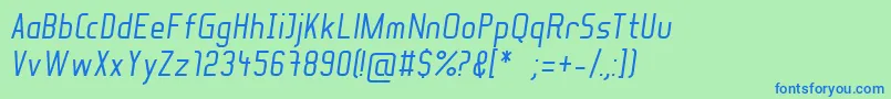 SoulLotionItalic-fontti – siniset fontit vihreällä taustalla