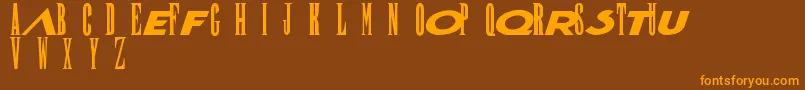フォントFinalFantasy – オレンジ色の文字が茶色の背景にあります。
