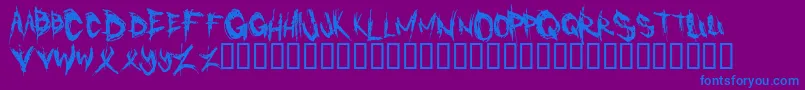 Cannibal-Schriftart – Blaue Schriften auf violettem Hintergrund