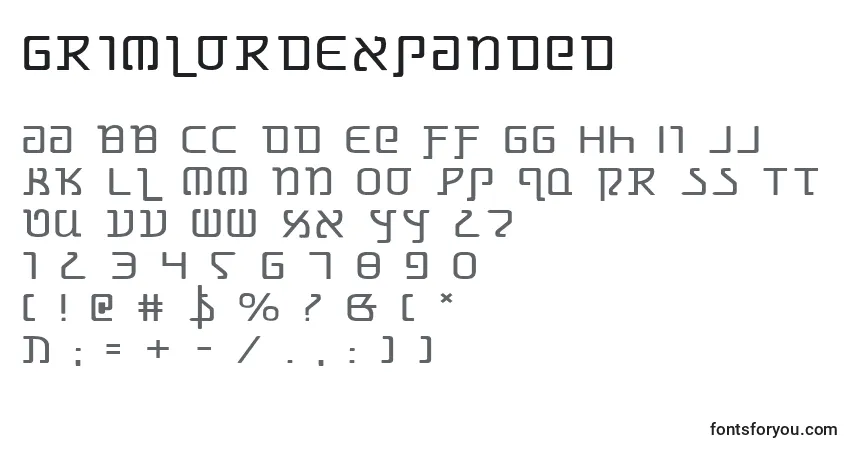 A fonte GrimlordExpanded – alfabeto, números, caracteres especiais