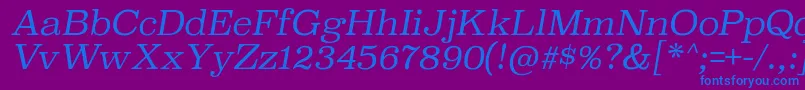 SuperclarendonltItalic-Schriftart – Blaue Schriften auf violettem Hintergrund