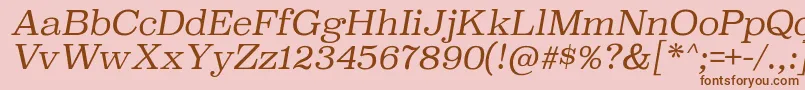 フォントSuperclarendonltItalic – ピンクの背景に茶色のフォント