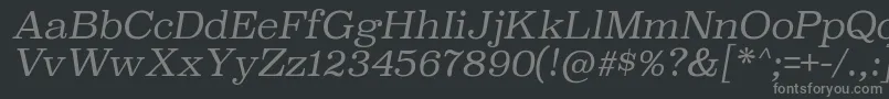 フォントSuperclarendonltItalic – 黒い背景に灰色の文字