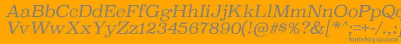 SuperclarendonltItalic-fontti – harmaat kirjasimet oranssilla taustalla
