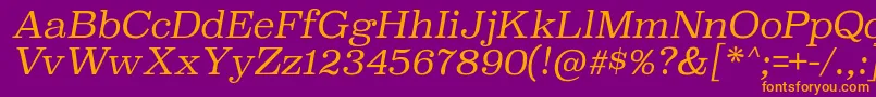 フォントSuperclarendonltItalic – 紫色の背景にオレンジのフォント