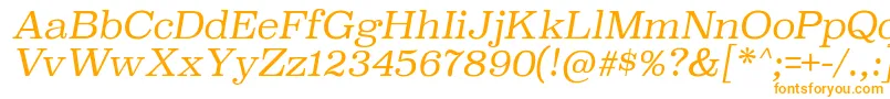 SuperclarendonltItalic-fontti – oranssit fontit valkoisella taustalla