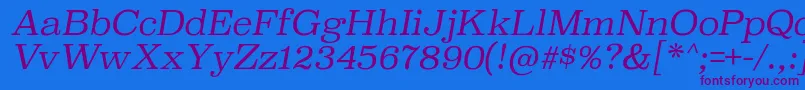 Weitere Informationen zur SuperclarendonltItalic-Schriftart SuperclarendonltItalic-Schriftart – Violette Schriften auf blauem Hintergrund