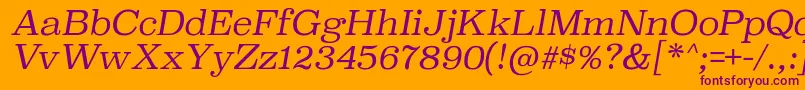フォントSuperclarendonltItalic – オレンジの背景に紫のフォント