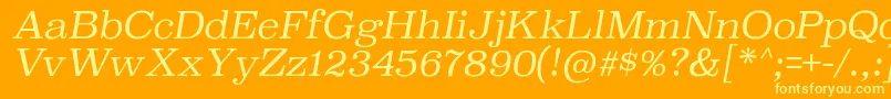 Czcionka SuperclarendonltItalic – żółte czcionki na pomarańczowym tle