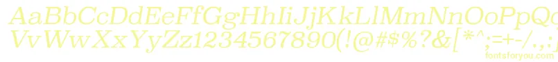 SuperclarendonltItalic-Schriftart – Gelbe Schriften auf weißem Hintergrund