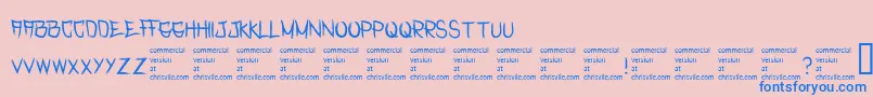 Fonte RasterizedRegular – fontes azuis em um fundo rosa