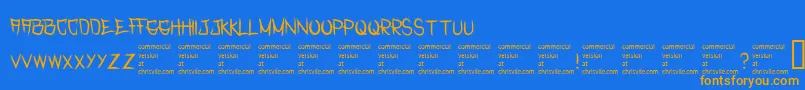 RasterizedRegular-Schriftart – Orangefarbene Schriften auf blauem Hintergrund