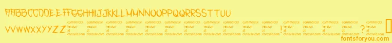 Fonte RasterizedRegular – fontes laranjas em um fundo amarelo