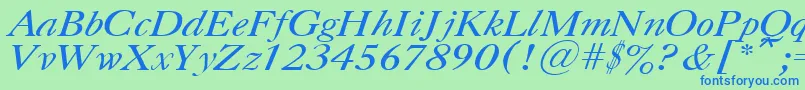 フォントUkCaslonItalic – 青い文字は緑の背景です。