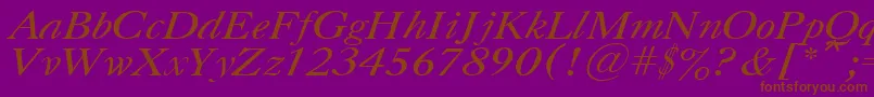 UkCaslonItalic-Schriftart – Braune Schriften auf violettem Hintergrund