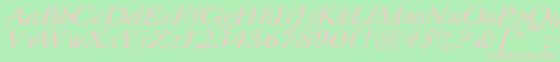フォントUkCaslonItalic – 緑の背景にピンクのフォント