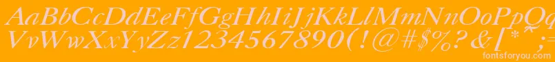 フォントUkCaslonItalic – オレンジの背景にピンクのフォント