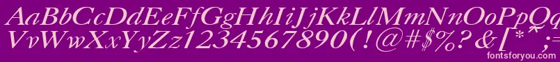 フォントUkCaslonItalic – 紫の背景にピンクのフォント