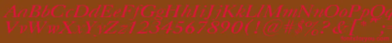 UkCaslonItalic-Schriftart – Rote Schriften auf braunem Hintergrund